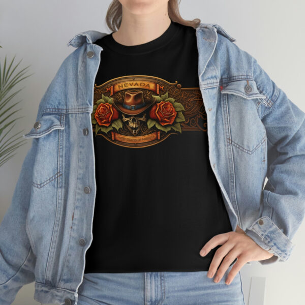 Western Cowboy Leatherwork Nevada Skull Cotton T-Shirt