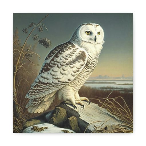 Snowy Owl Vintage Antique Retro Canvas Wall Art – This Art Print Makes the Perfect Gift for any Nature Lover. Uplifting Decor.