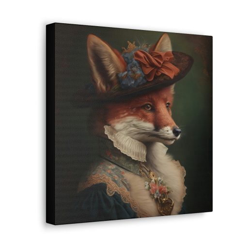 Victorian Lady Fox Vintage Antique Retro Canvas Wall Art – This Art Print Makes the Perfect Decor Gift for any Nature Lover.