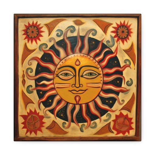 Rustic Folk Celestial Sun Canvas Gallery Wraps – Perfect Gift for Your Country Farm Friends