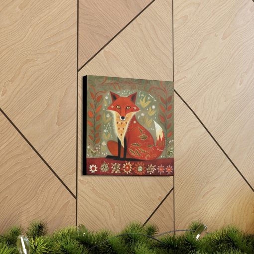 Rustic Folk Art Red Fox Design Canvas Gallery Wraps – Perfect Gift for Your Country Farm Friends