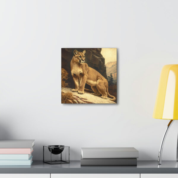 Mountain Lion Cougar Vintage Antique Retro Canvas Wall Art – This Art Print Makes the Perfect Gift for any Nature Lover. Uplifting Decor