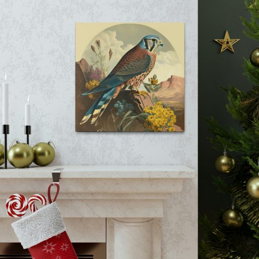 Kestrel Peregrine Falcon Vintage Antique Retro Canvas Wall Art – This Art Print Makes the Perfect Gift for any Nature Lover. Great Decor.