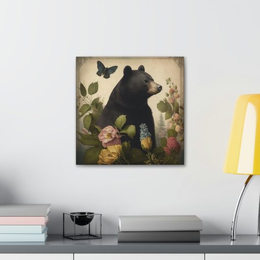 Black Bear Vintage Antique Retro Canvas Wall Art – This Art Print Makes the Perfect Gift for any Nature Lover. Decor You Can Love.