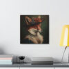Victorian Lady Fox Vintage Antique Retro Canvas Wall Art - This Art Print Makes the Perfect Decor Gift for any Nature Lover.