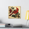 Male Cardinal Vintage Antique Retro Canvas Wall Art - This Art Print Makes the Perfect Gift for any Nature Lover. Decor You Can Love.