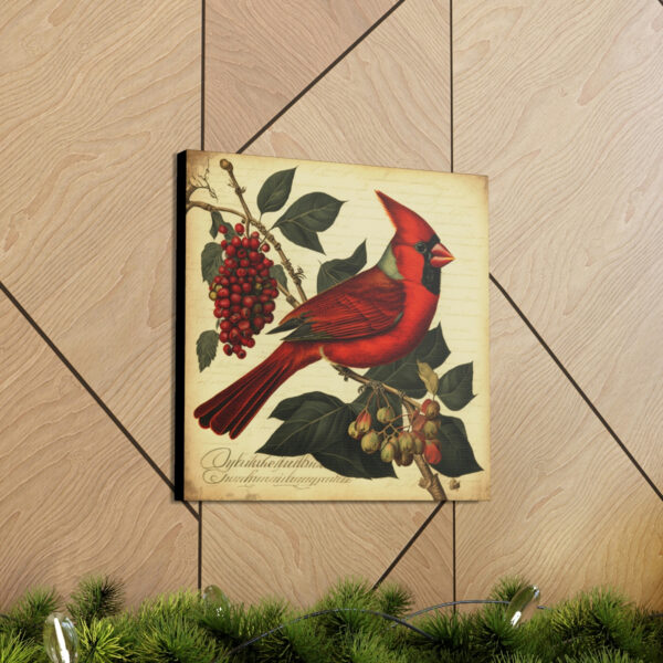 Male Cardinal Vintage Antique Retro Canvas Wall Art – This Art Print Makes the Perfect Gift for any Nature Lover. Decor You Can Love.