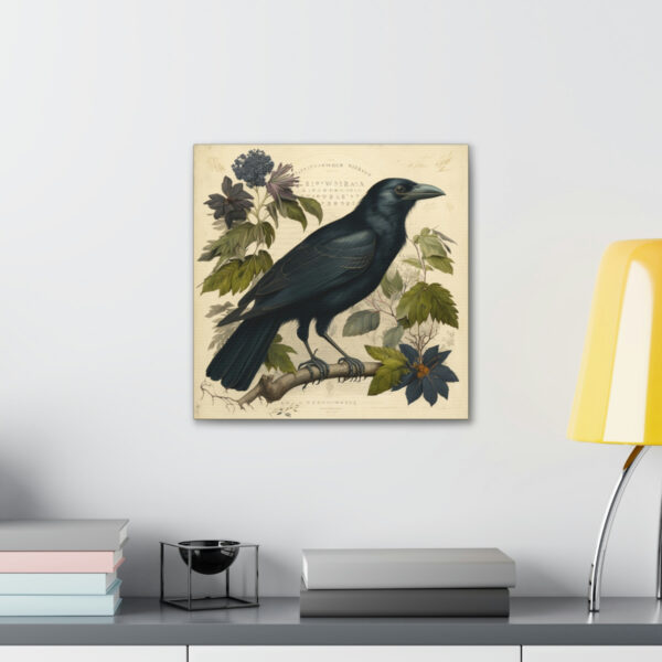 Raven Vintage Antique Retro Canvas Wall Art – This Art Print Makes the Perfect Gift for any Nature Lover. Uplifting Decor.
