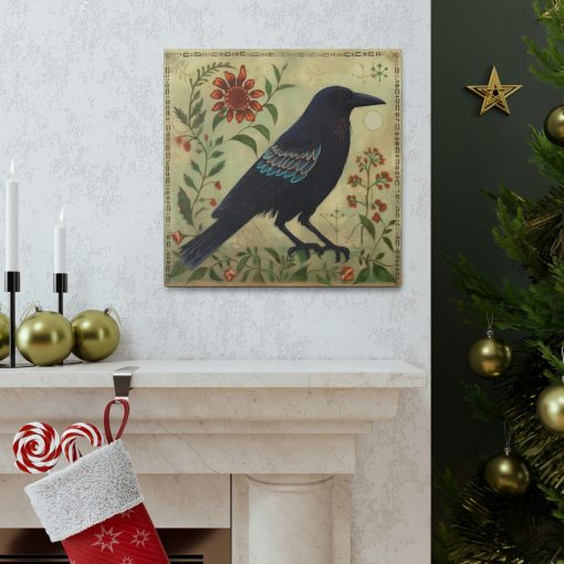 Rustic Folk Art Raven Canvas Gallery Wraps – Perfect Gift for Your Country Farm Friends