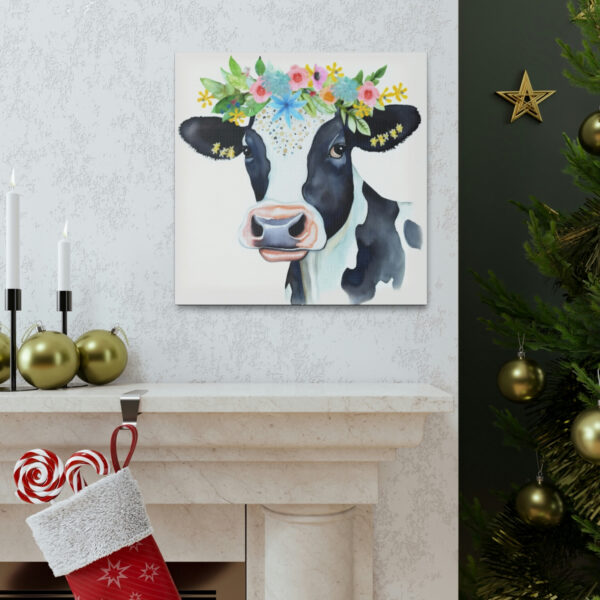 Rustic Folk Art Holstein Cow Portrait Canvas Gallery Wraps – Perfect Gift for Your Country Farm Friends