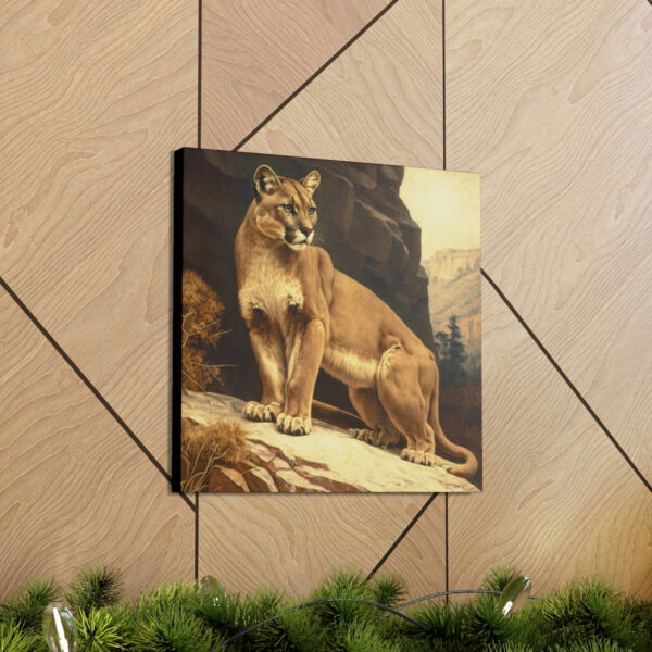 Mountain Lion Cougar Vintage Antique Retro Canvas Wall Art – This Art Print Makes the Perfect Gift for any Nature Lover. Uplifting Decor