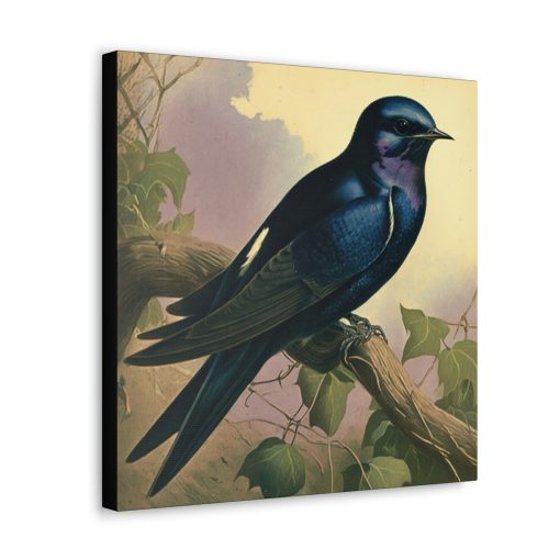Purple Martin Vintage Antique Retro Canvas Wall Art – This Art Print Makes the Perfect Gift for any Nature Lover. Uplifting Decor.