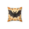 Folk Art Bat Design Square Pillow - Goblincore Goth Style Gift for Yourself or Your Witchy Loved Ones