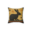Folk Art Rustic Rabbit Design Square Pillow - Cottagecore Country Farm Style Gift for Yourself or Loved Ones