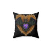 Gothic Bat Purple Heart Design Square Pillow - Goblincore Goth Style Gift for Yourself or Your Witchy Loved Ones