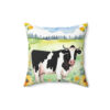 Folk Art Holstein Cow in Field Design Square Pillow - Cottagecore Country Farm Style Gift for Yourself or Loved Ones