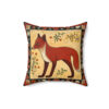 Folk Art Fox Design Square Pillow - Cottagecore Country Farm Style Gift for Yourself or Loved Ones