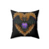 Gothic Bat Purple Heart Design Square Pillow - Goblincore Goth Style Gift for Yourself or Your Witchy Loved Ones