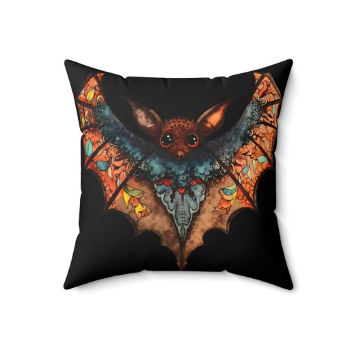 Cute Gothic Bat Design Square Pillow – Goblincore Goth Style Gift for Yourself or Your Witchy Loved Ones
