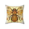 Folk Art Honey Bee Portrait Design Square Pillow - Cottagecore Country Farm Style Gift for Yourself or Loved Ones