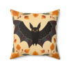 Folk Art Bat Design Square Pillow - Goblincore Goth Style Gift for Yourself or Your Witchy Loved Ones
