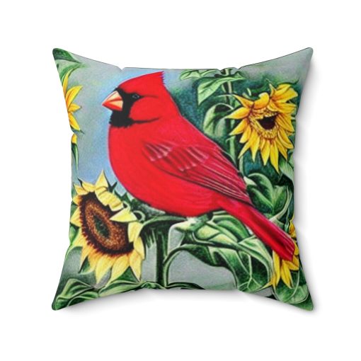 Cardinal and Sunflower Square Pillow