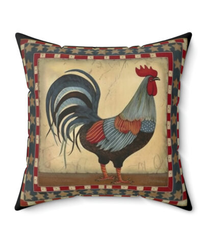 41530 55 400x480 - Rustic Folk Art Rooster with Border Design Square Pillow - Cottagecore Country Farm Style Gift for Yourself or Loved Ones