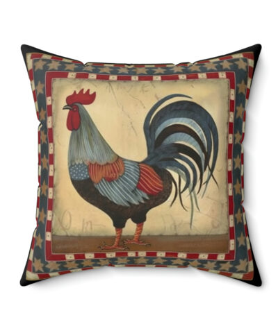 41530 56 400x480 - Rustic Folk Art Rooster with Border Design Square Pillow - Cottagecore Country Farm Style Gift for Yourself or Loved Ones