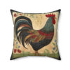 Folk Art Rustic Raven Design Square Pillow – Cottagecore Country Farm Style Gift for Yourself or Loved Ones