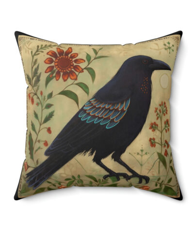 41530 61 400x480 - Folk Art Rustic Raven Design Square Pillow - Cottagecore Country Farm Style Gift for Yourself or Loved Ones