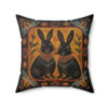 Folk Art Rustic Rabbit Design Square Pillow – Cottagecore Country Farm Style Gift for Yourself or Loved Ones