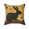 Folk Art Rustic Rabbit Design Square Pillow - Cottagecore Country Farm Style Gift for Yourself or Loved Ones