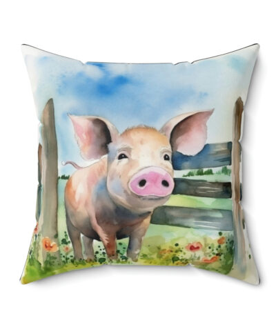 41530 71 400x480 - Folk Art Pig in the Barnyard Design Square Pillow - Cottagecore Country Farm Style Gift for Yourself or Loved Ones