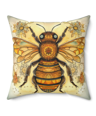 41530 73 400x480 - Folk Art Honey Bee Portrait Design Square Pillow - Cottagecore Country Farm Style Gift for Yourself or Loved Ones