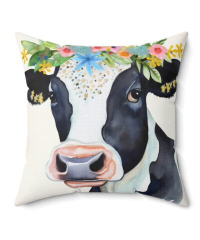 41530 80 400x480 - Folk Art Holstein Cow Portrait Design Square Pillow - Cottagecore Country Farm Style Gift for Yourself or Loved Ones