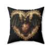 Gothic Bat Purple Heart Design Square Pillow – Goblincore Goth Style Gift for Yourself or Your Witchy Loved Ones