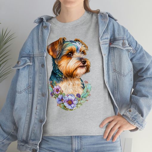 Biewer Terrier Floral Heavy Cotton T-Shirt