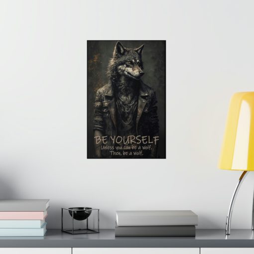 Wolf Inspirational Quotes – Be Yourself Unless You Can Be a Wolf – Then, Be a Wolf  – Premium Matte Vertical Posters