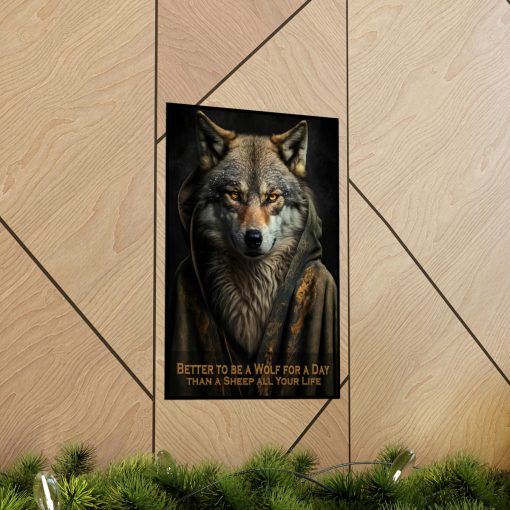 Wolf Inspirational Quotes – Better to Be a Wolf for a Day Than a Sheep All Your Life – Premium Matte Vertical Posters