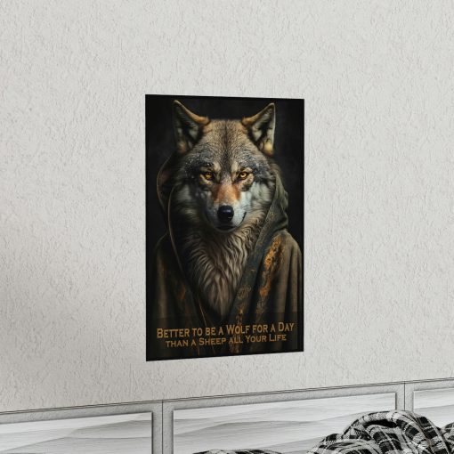 Wolf Inspirational Quotes – Better to Be a Wolf for a Day Than a Sheep All Your Life – Premium Matte Vertical Posters