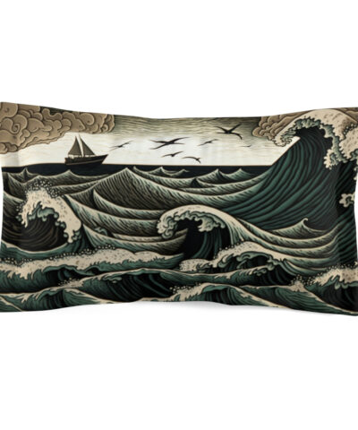43375 3 400x480 - Woodcut Wave Seascape Microfiber Pillow Sham