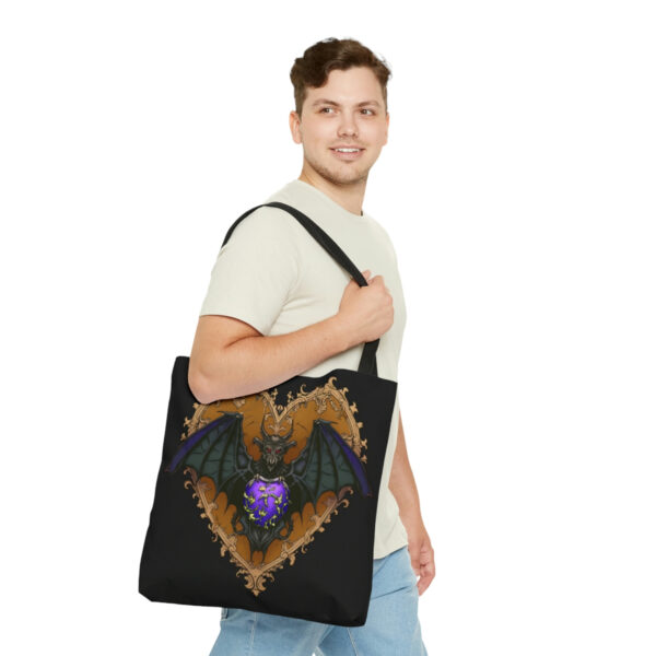 Gothic Bat Purple Heart Tote Bag – Cute Cottagecore Totebag Makes the Perfect Gift