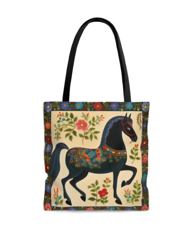45127 134 400x480 - Folk Art Black Horse Tote Bag - Cute Cottagecore Totebag Makes the Perfect Gift