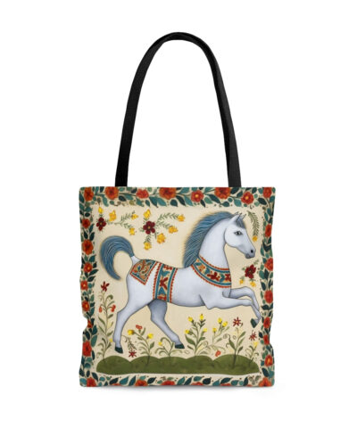 45127 138 400x480 - Folk Art White Horse Tote Bag - Cute Cottagecore Totebag Makes the Perfect Gift