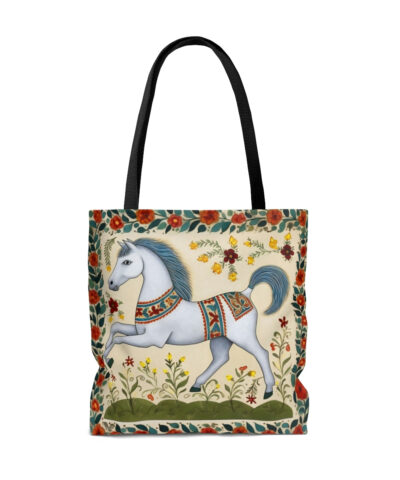 45127 139 400x480 - Folk Art White Horse Tote Bag - Cute Cottagecore Totebag Makes the Perfect Gift