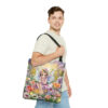 Whimsical Fairycore Tote Bag - Cute Cottagecore Totebag with Fairy in Flower Garden