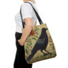 Folk Art Black Raven Tote Bag - Cute Cottagecore Totebag Makes the Perfect Gift