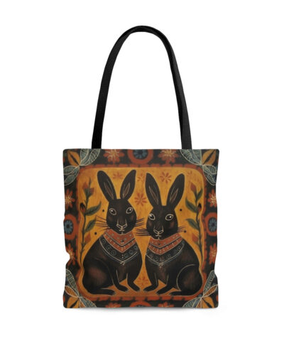 45127 82 400x480 - Folk Art Bunny Couple Tote Bag - Cute Cottagecore Totebag Makes the Perfect Gift