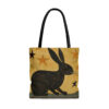 Folk Art Bunny Couple Tote Bag – Cute Cottagecore Totebag Makes the Perfect Gift