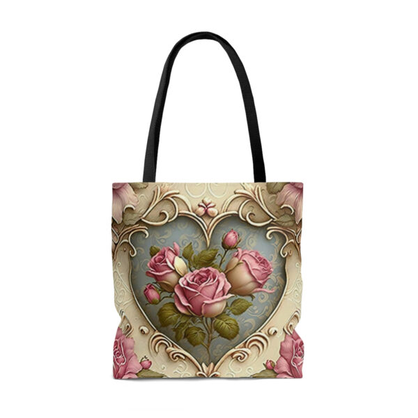 Vintage Victorian Rose Heart Tote Bag